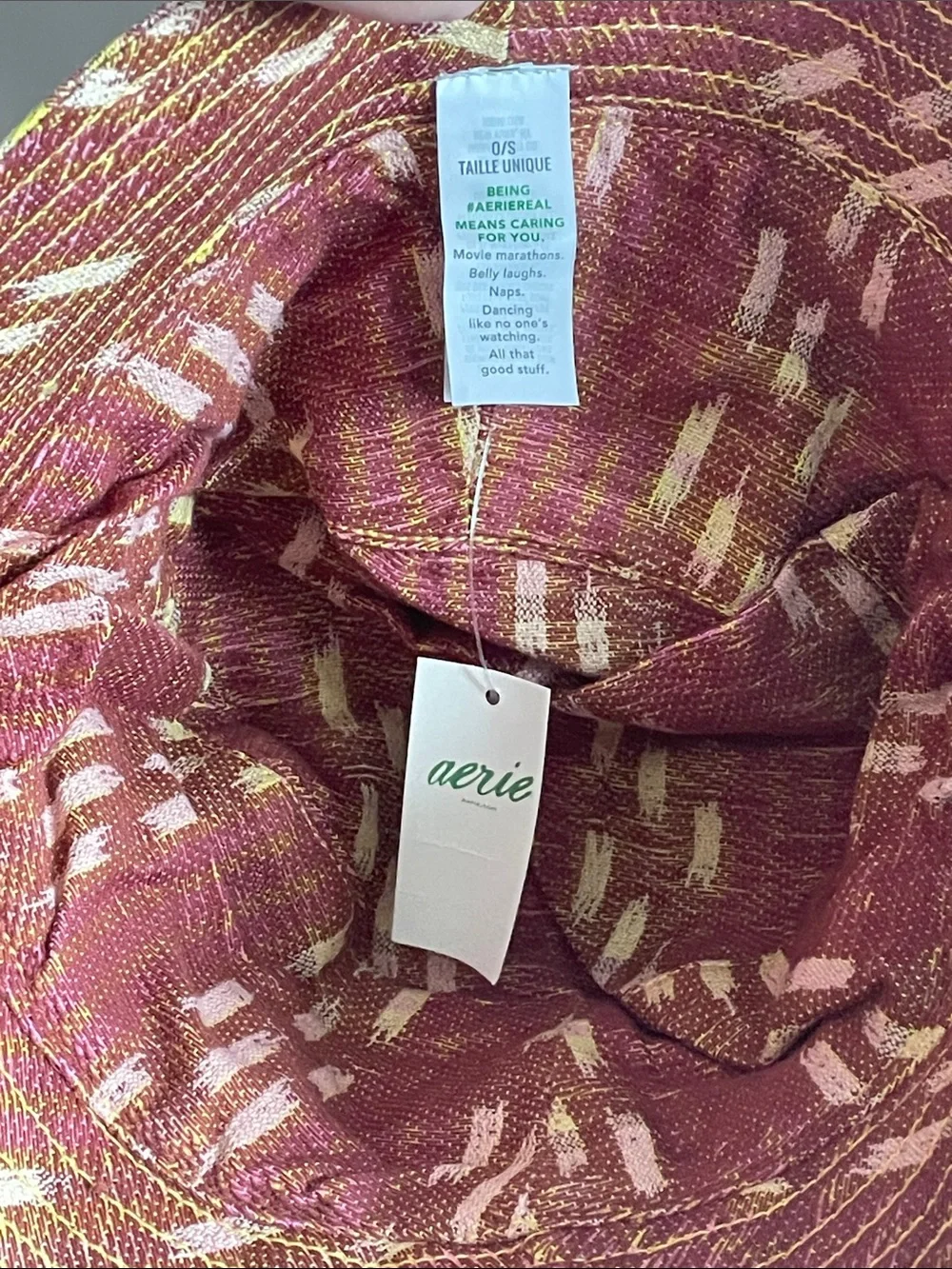 AERIE Abstract Pink & Yellow Bucket Hat - NWT $25 MSRP